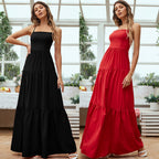 Solid Backless Long Dress