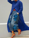 Women's Shirt Dress and Floral Jeans Two-Piece Set for Easy Layering