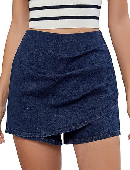 Stylish High-waisted Stretch Denim Shorts