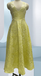 Elegant floral jacquard evening dress