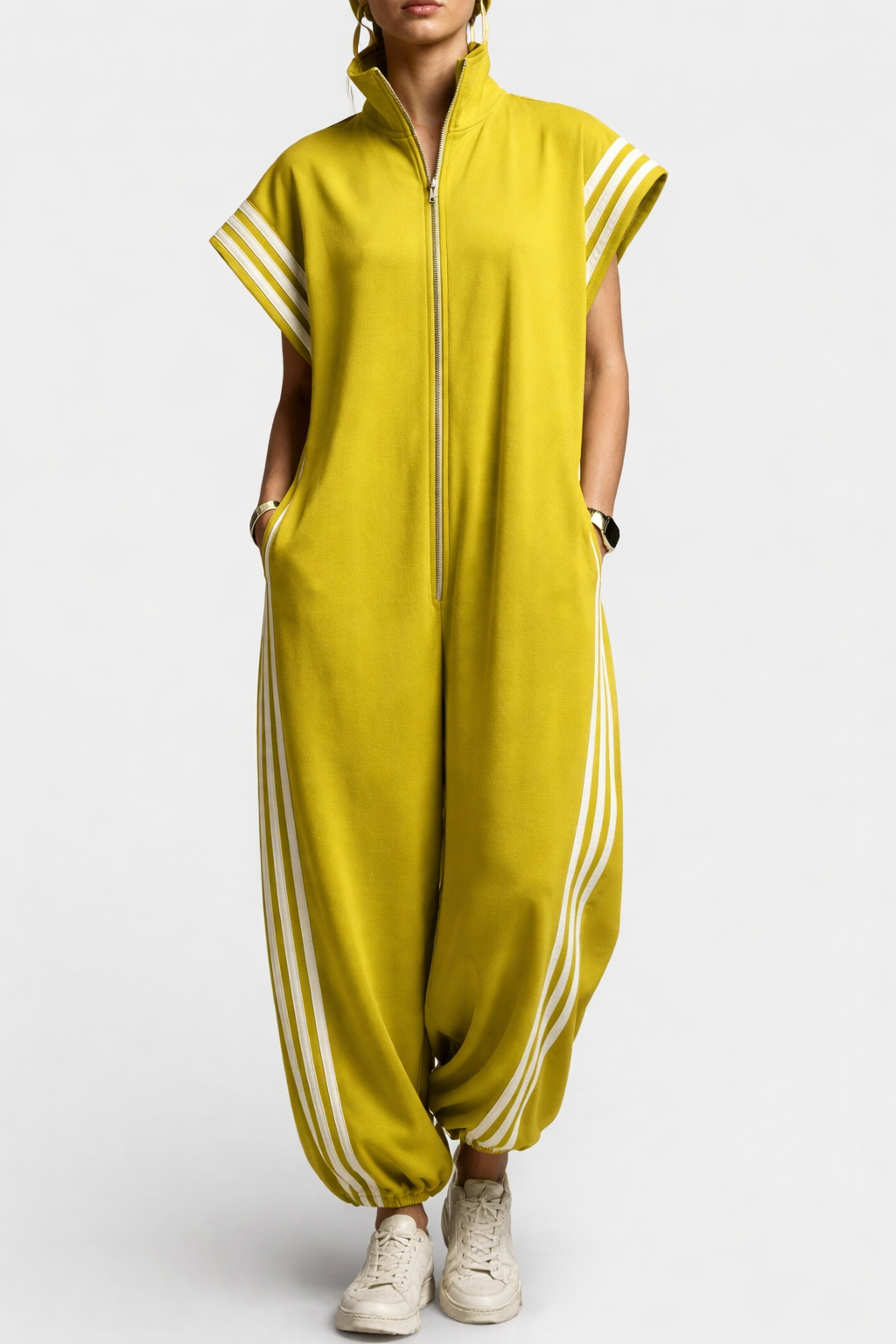 Women's Stylish Sleeveless Zip Neck Jumpsuit for Effortless Modern Elegance