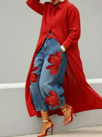 Women's Shirt Dress and Floral Jeans Two-Piece Set for Easy Layering