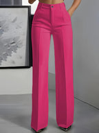 Luxe White High-Waist Wide Leg Minimalist Trousers