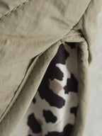 Quilted Women's Jacket with Stand Collar and Leopard Print Lining