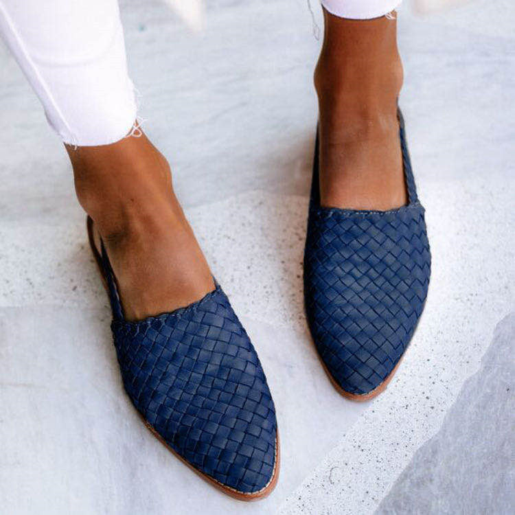 Woven Leather Flat Sandals