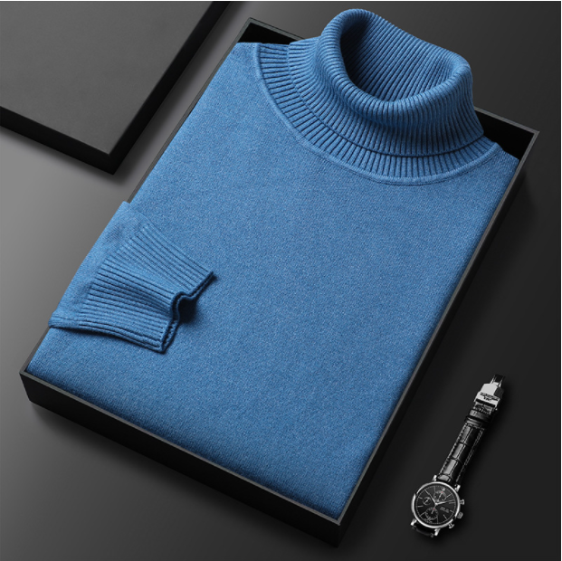 Men's Classic Ribbed Turtleneck Jumper for Smart Casual Wear