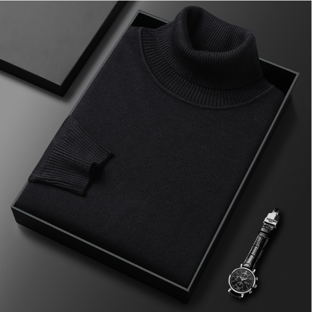 Men's Classic Ribbed Turtleneck Jumper for Smart Casual Wear