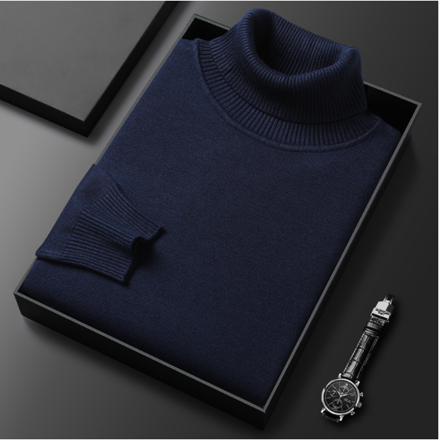 Men's Classic Ribbed Turtleneck Jumper for Smart Casual Wear