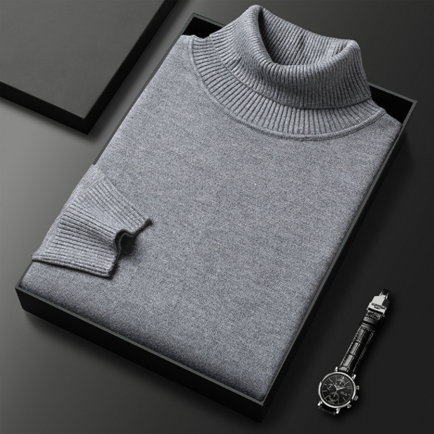 Men's Classic Ribbed Turtleneck Jumper for Smart Casual Wear
