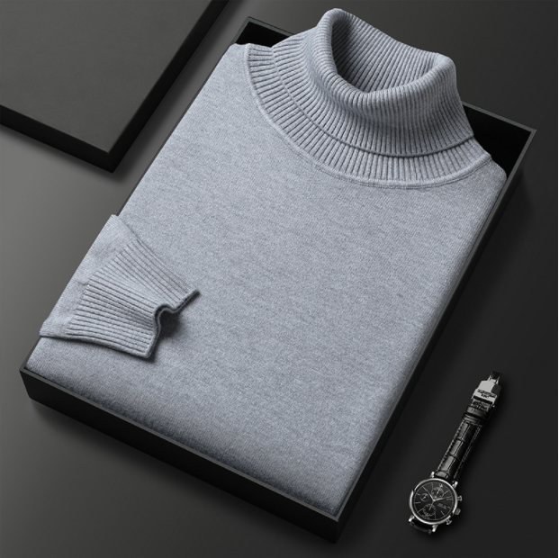 Men's Classic Ribbed Turtleneck Jumper for Smart Casual Wear