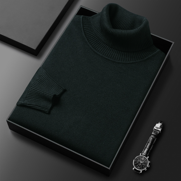 Men's Classic Ribbed Turtleneck Jumper for Smart Casual Wear