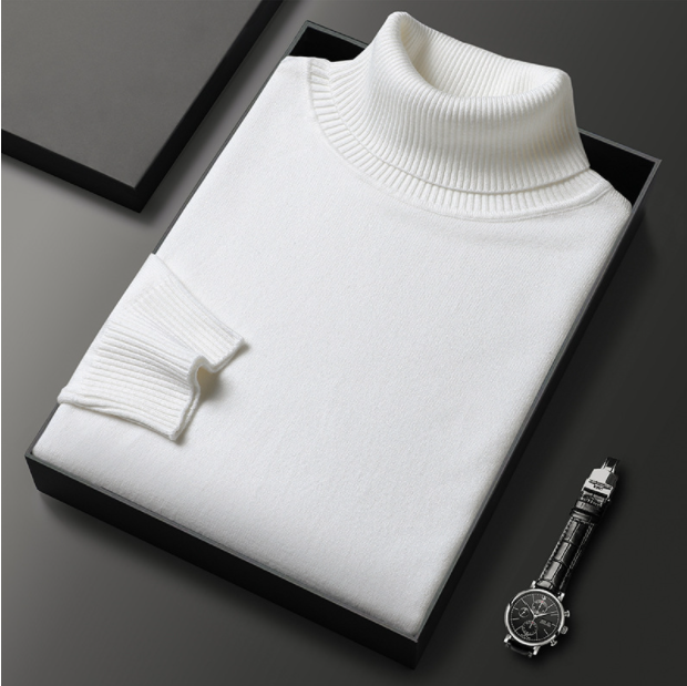 Men's Classic Ribbed Turtleneck Jumper for Smart Casual Wear