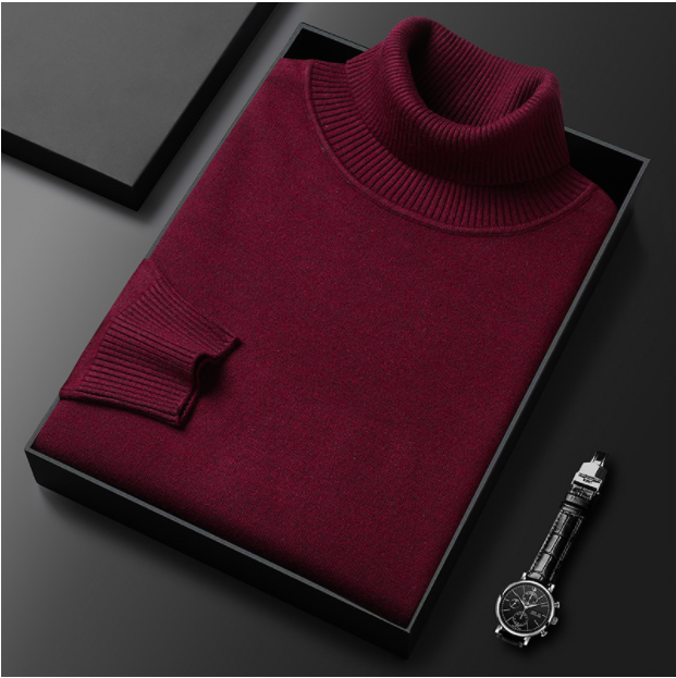 Men's Classic Ribbed Turtleneck Jumper for Smart Casual Wear