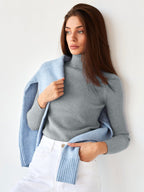 Women's Ribbed Turtleneck Knit Sweater - Slim Fit Long Sleeve Winter Pullover