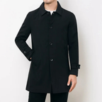 Men's Classic Button-Front Trench Coat with Notch Collar for Business and Casual Wear