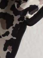 Quilted Women's Jacket with Stand Collar and Leopard Print Lining