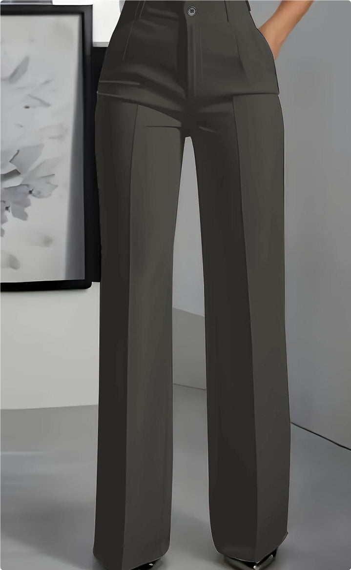 Luxe White High-Waist Wide Leg Minimalist Trousers