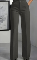 Luxe White High-Waist Wide Leg Minimalist Trousers