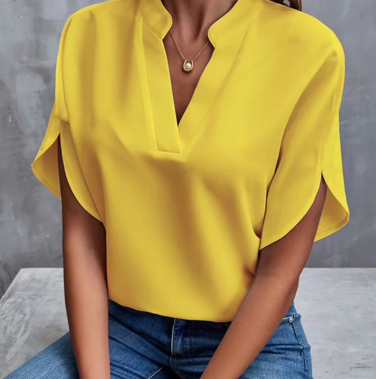 Soft V-Neck Flutter Sleeve shirt