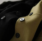 Knee-Length Button-Front Long Jacket for Women with Side Pockets