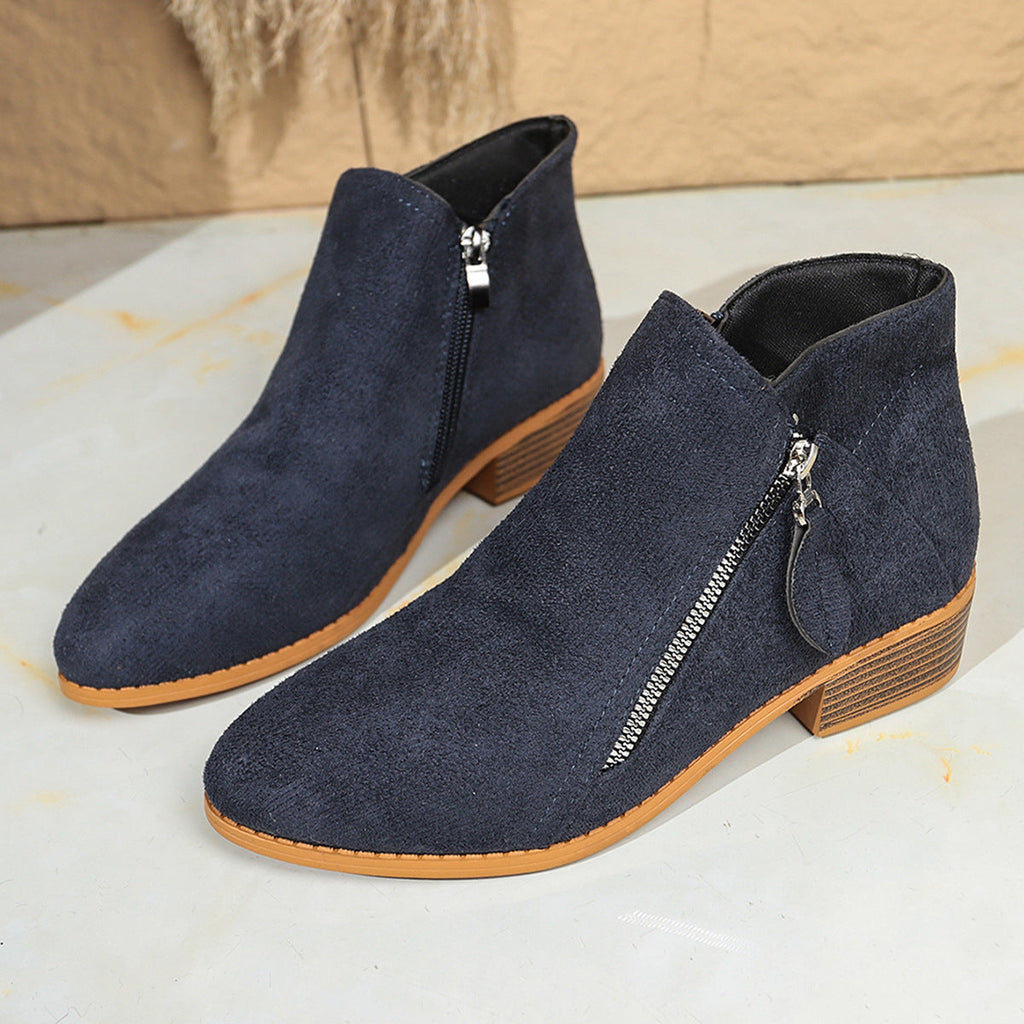 Suede Zipper Ankle Boots