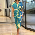 Women's Button-Front Shirt Dress with Belt