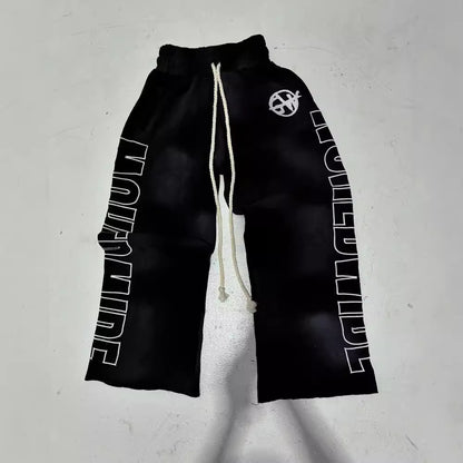 Womens All-Match Casual Loose Drawstring Pants With Letter Print