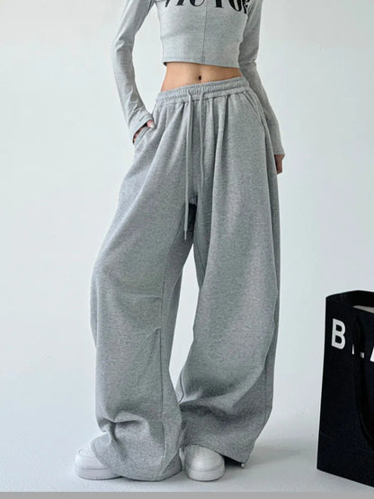 Casual Womens Street-style Wide-leg Pants With A Tie-waist Design