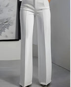 Luxe White High-Waist Wide Leg Minimalist Trousers