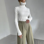 Women's Premium Ribbed Turtleneck Sweater - Slim Fit Long Sleeve Knit Pullover