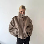 Women’s Short Wool-Blend Zip-Up Jacket