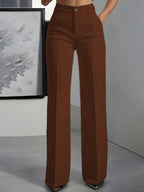 Luxe White High-Waist Wide Leg Minimalist Trousers