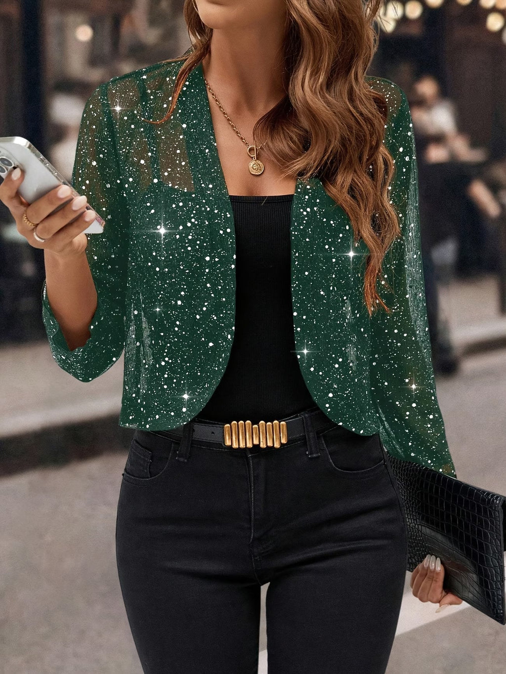 Women's Sequin Cardigan Jacket for Effortless Glamour