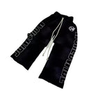 Womens All-Match Casual Loose Drawstring Pants With Letter Print