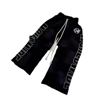 Womens All-Match Casual Loose Drawstring Pants With Letter Print