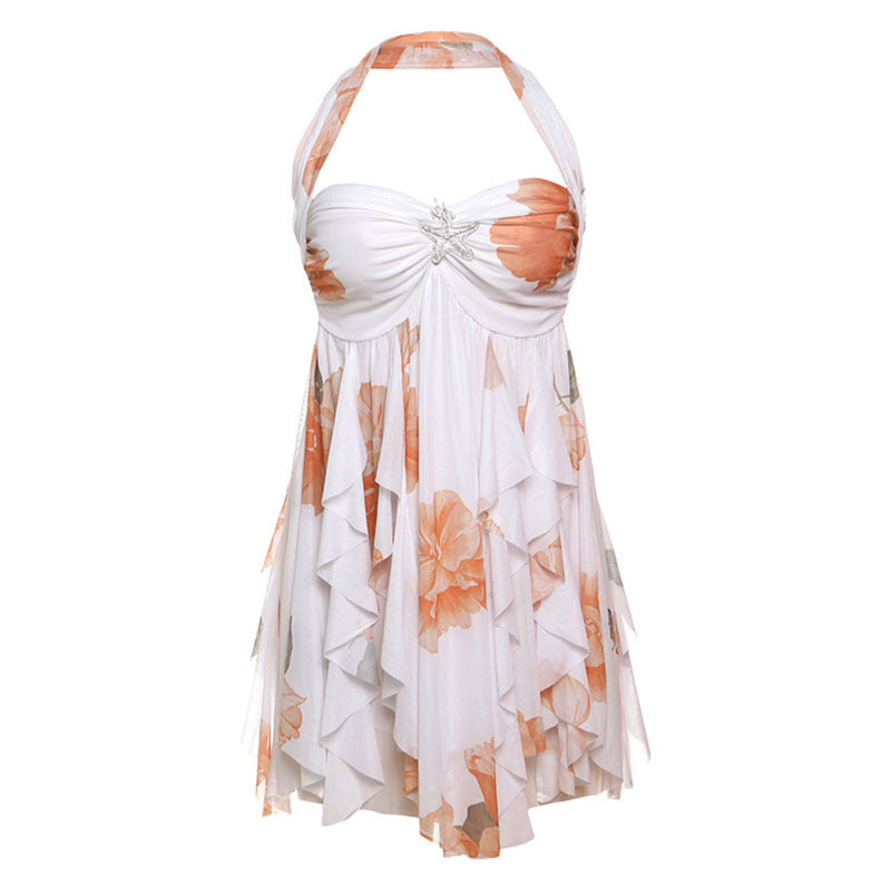 Sexy mini dress with an asymmetric skirt