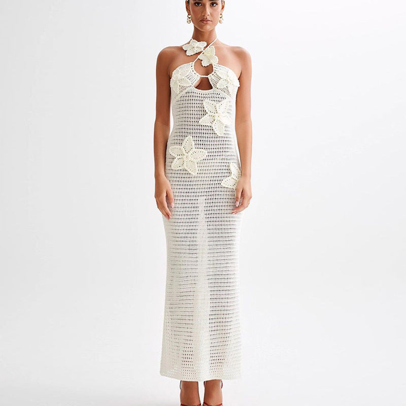 Sexy Crochet Halterneck Maxi Dress