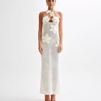 Sexy Crochet Halterneck Maxi Dress