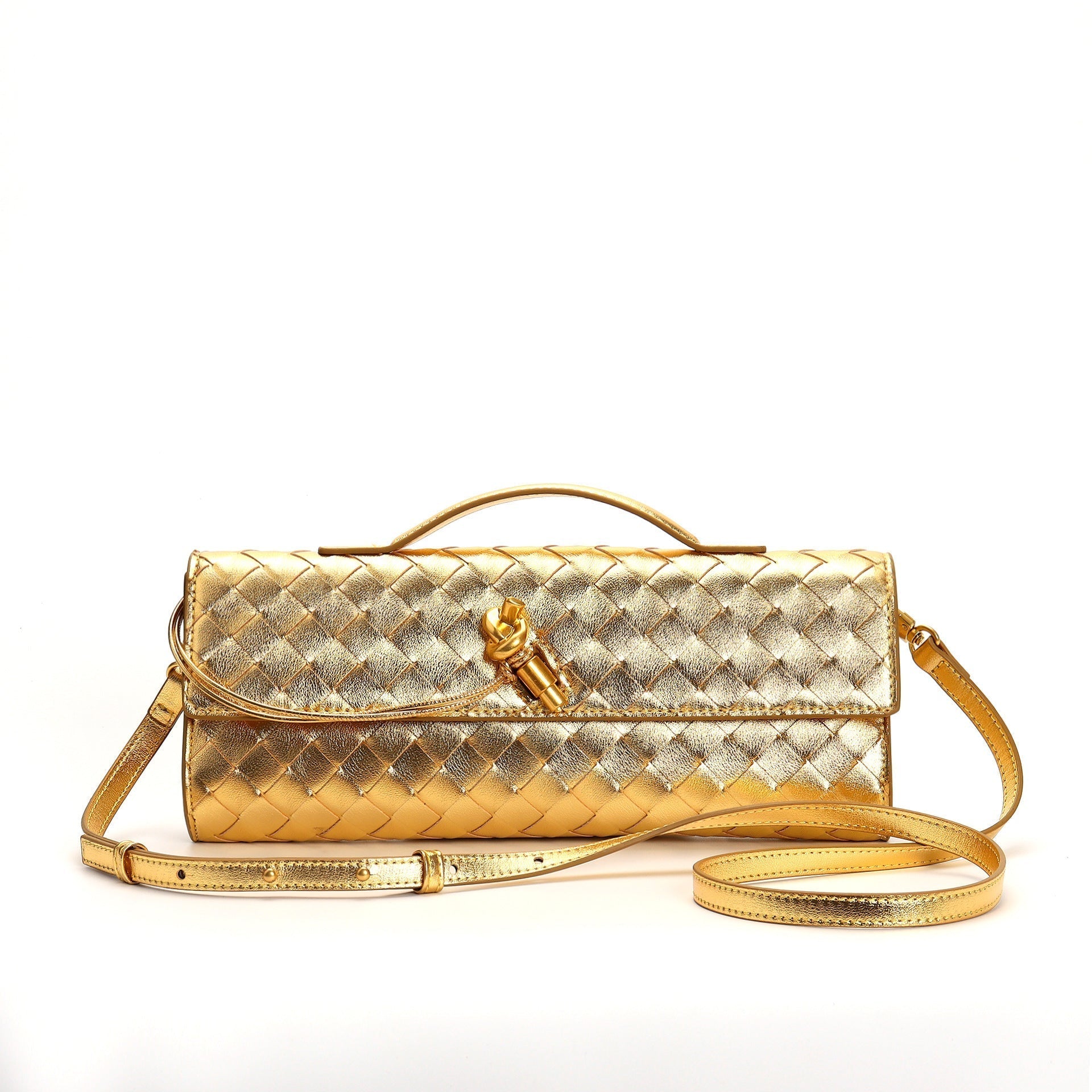 Two Way Woven Flap Clutch Shoulder Bag