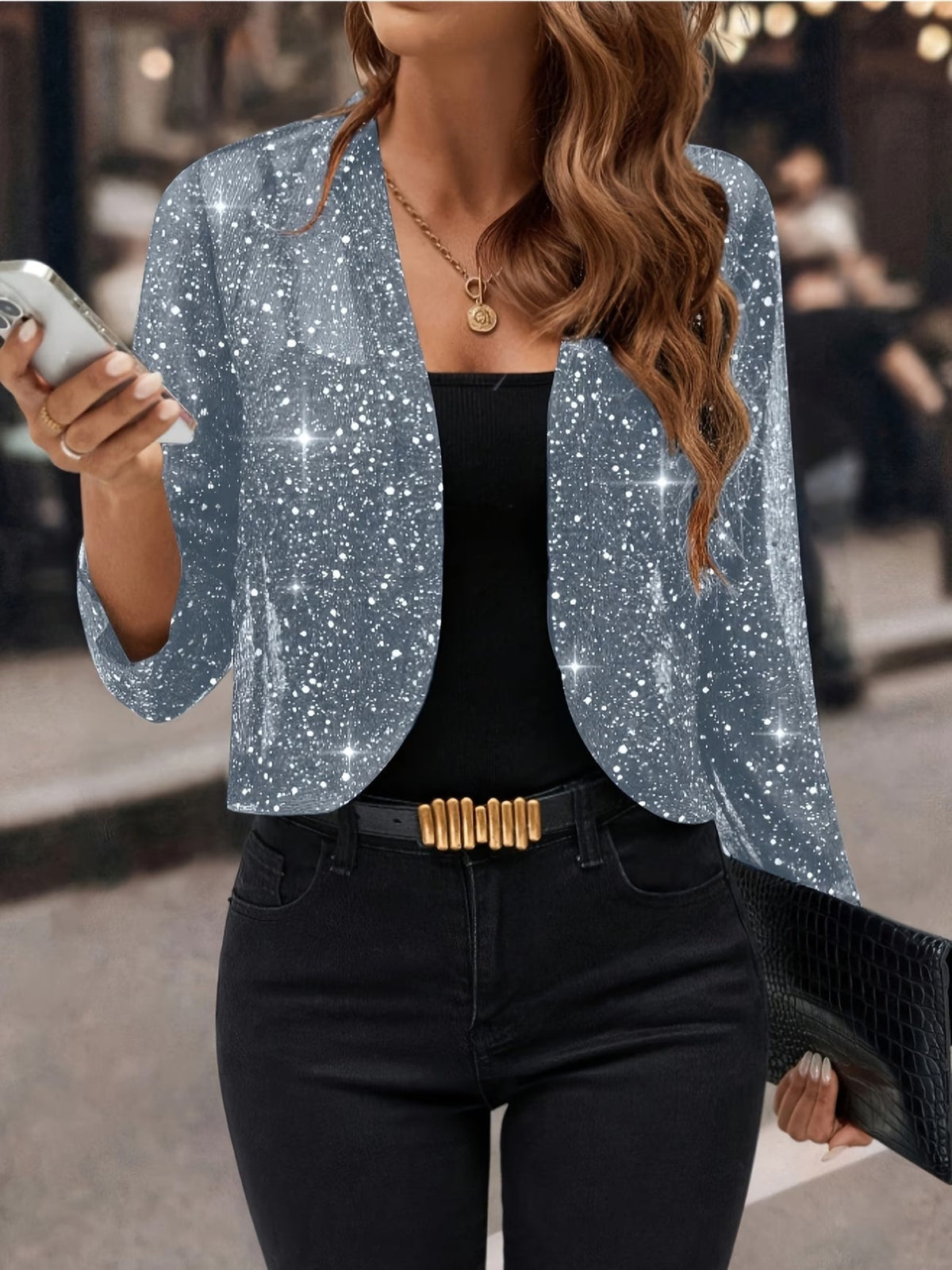 Women's Sequin Cardigan Jacket for Effortless Glamour