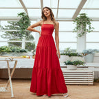Solid Backless Long Dress