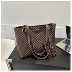 Vintage Checkered Large Capacity Shoulder Tote Bag
