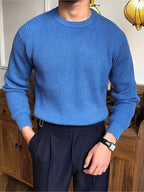 Men's Relaxed Fit Ribbed Crew Neck Long Sleeve Sweater