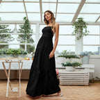 Solid Backless Long Dress