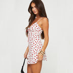 Rose Print V-Neck Mini Dress