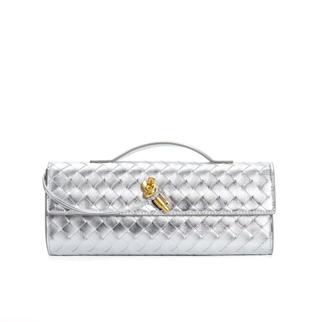 Two Way Woven Flap Clutch Shoulder Bag