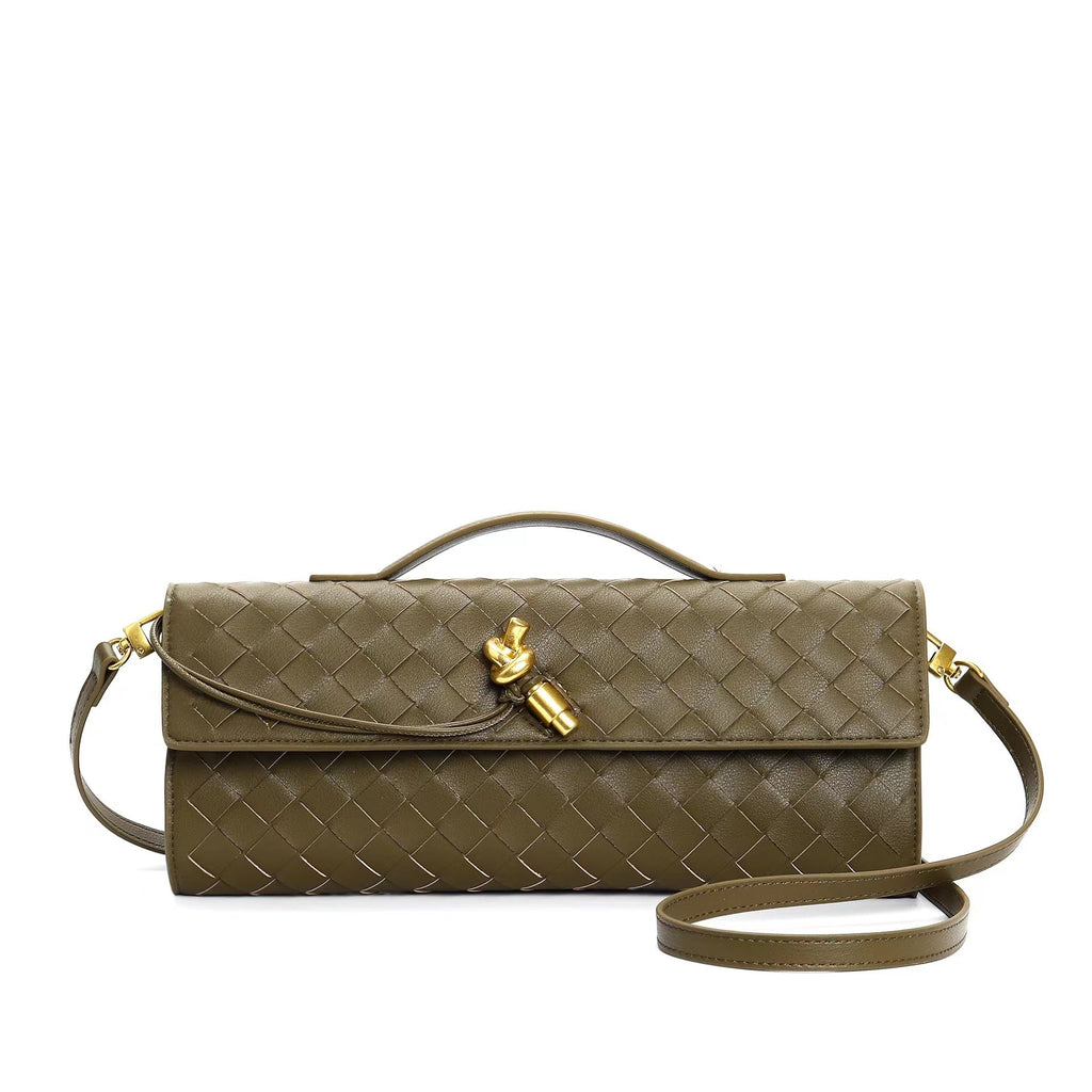 Two Way Woven Flap Clutch Shoulder Bag