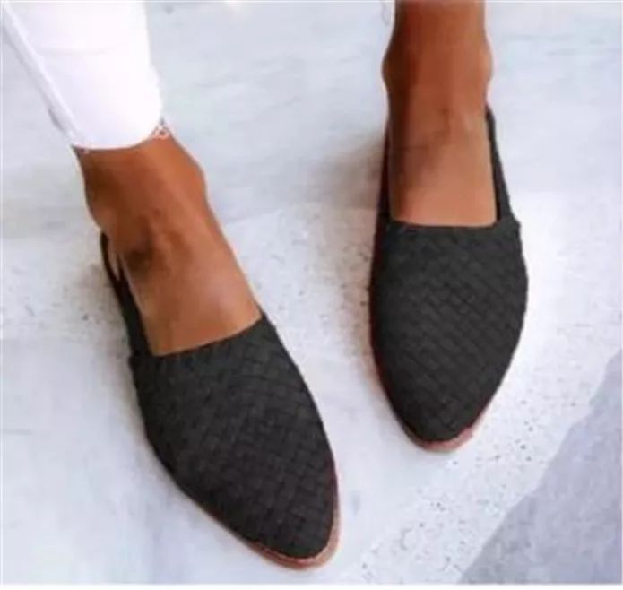 Woven Leather Flat Sandals