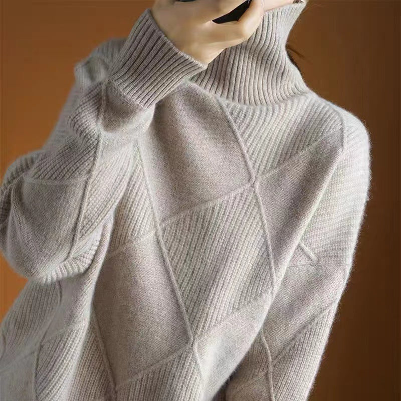 Cozy Diamond-Texture Knit Sweater