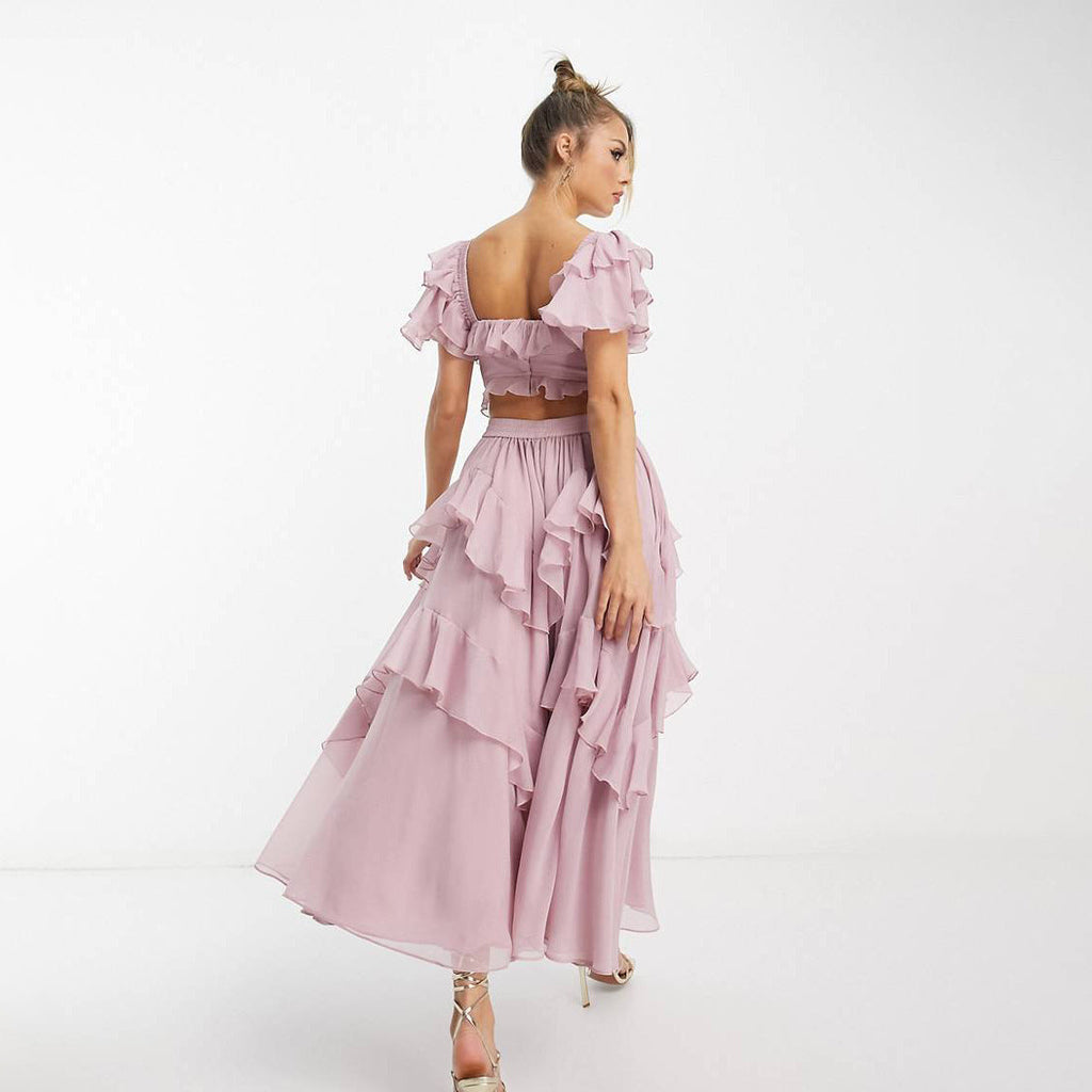 Short-sleeved ruffled summer dress